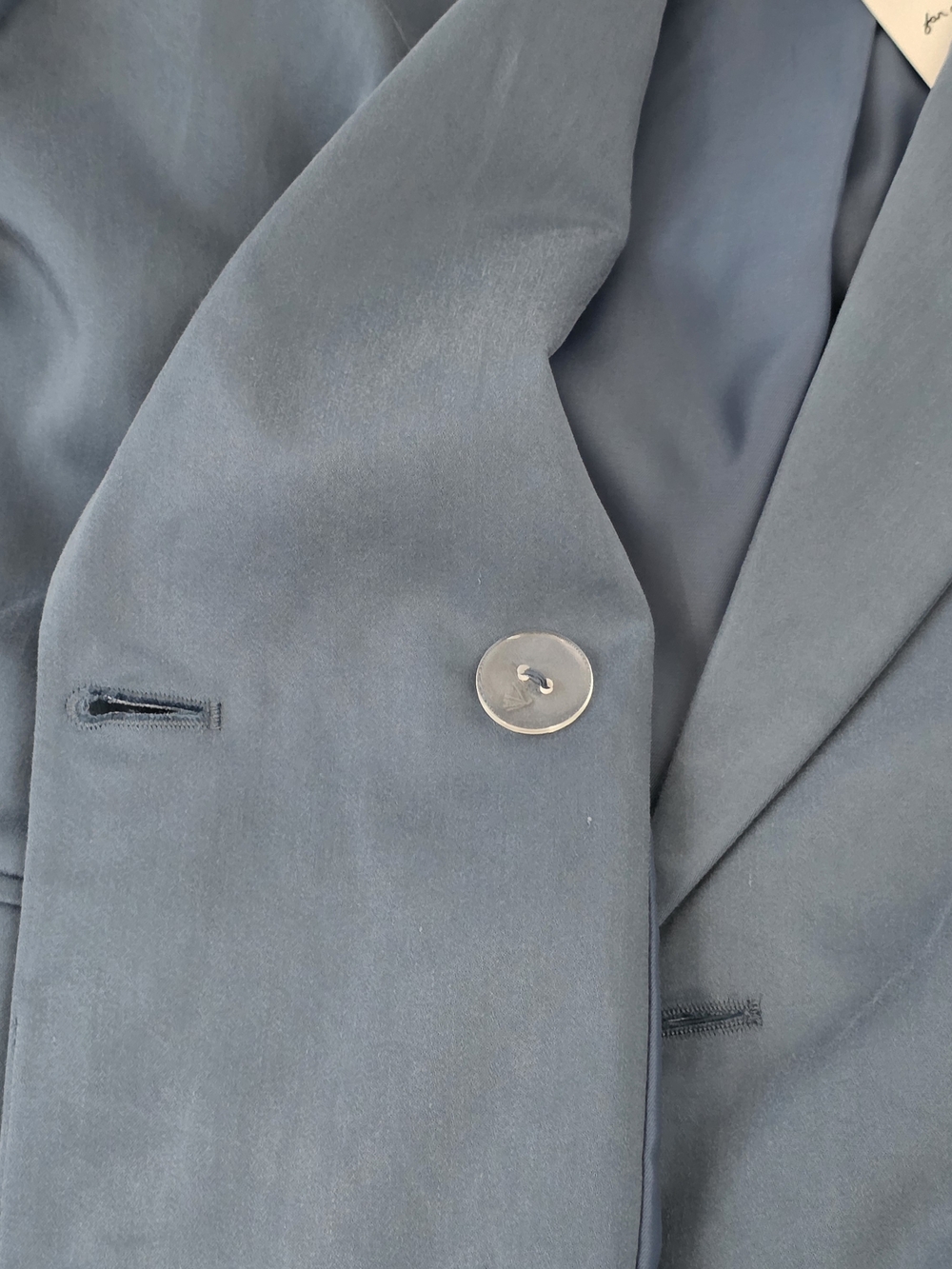 7 For All Mankind Slate Blue Double-Breasted Blazer Dress Womens Size Small - Picture 5 of 13
